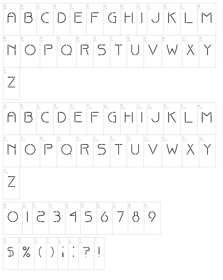 Fine Stencil font map